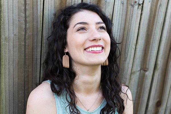 Leather Earrings / Mini Sliced / Metallic Gold