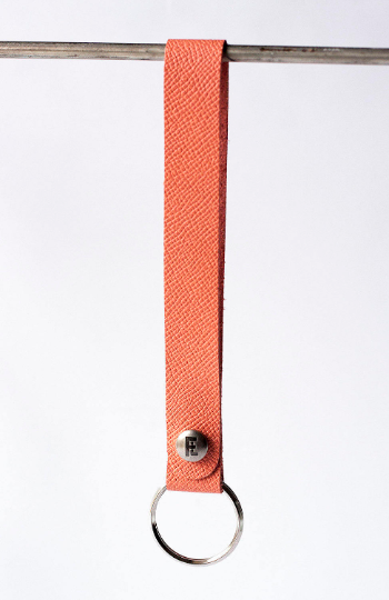 Leather Wristlet Keychain / Snap Loop / Summer Peach