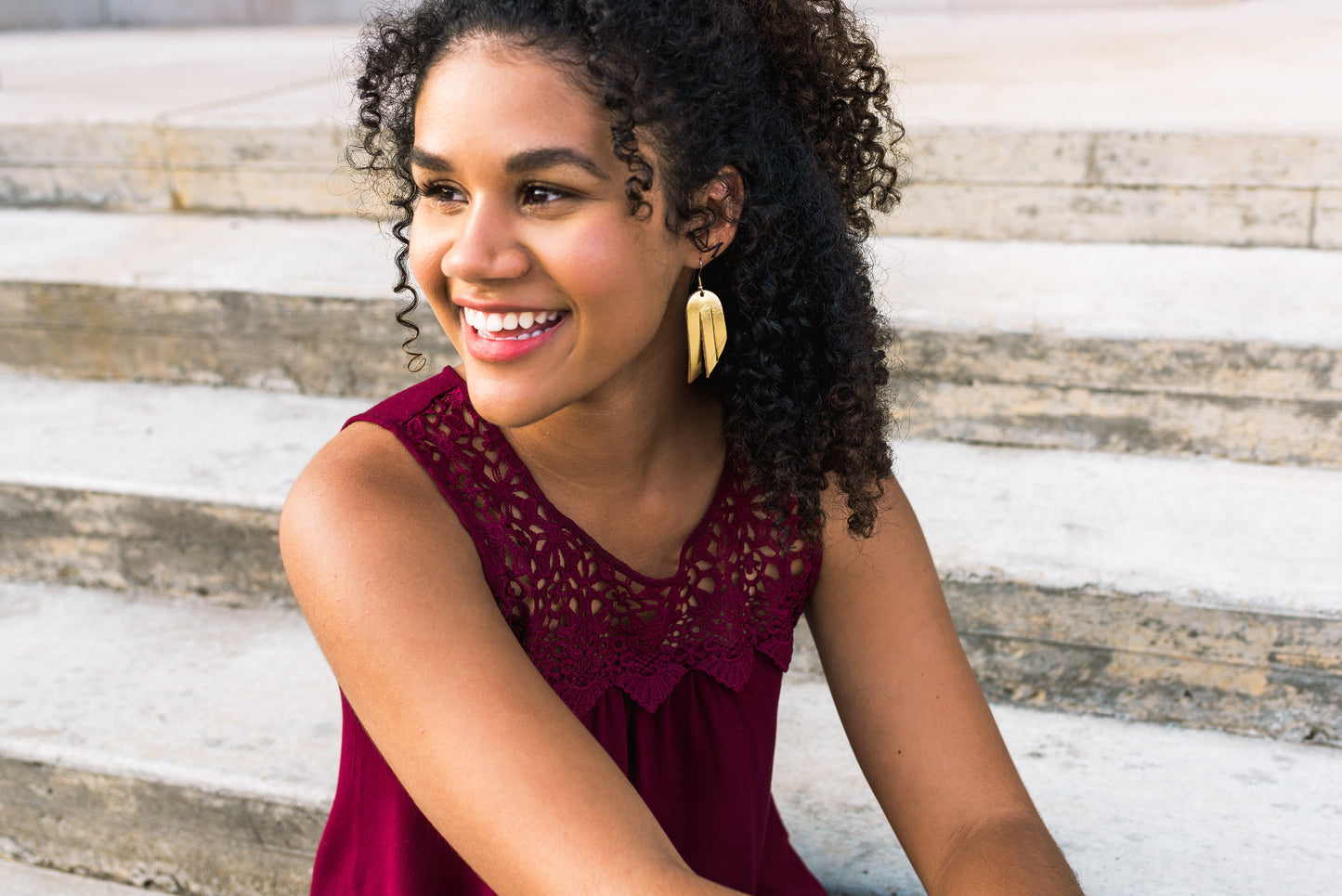 Leather Earrings / Mini Fringe / Volcanic Sparkle