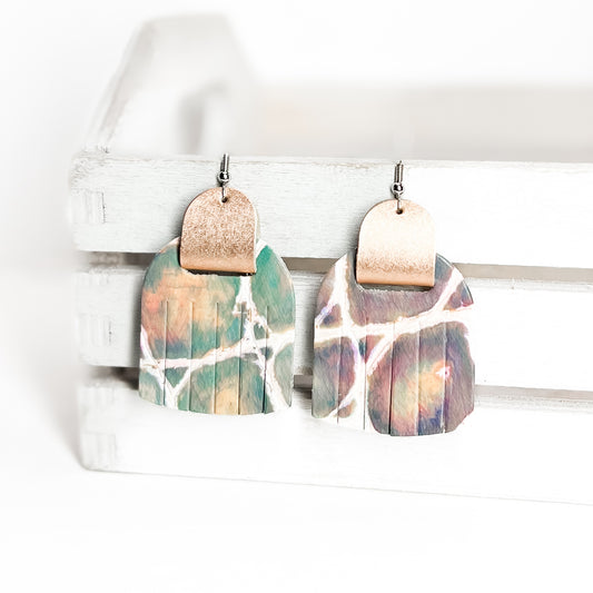 Leather Earrings / Fringies / Prism Reptile & Frosted Copper
