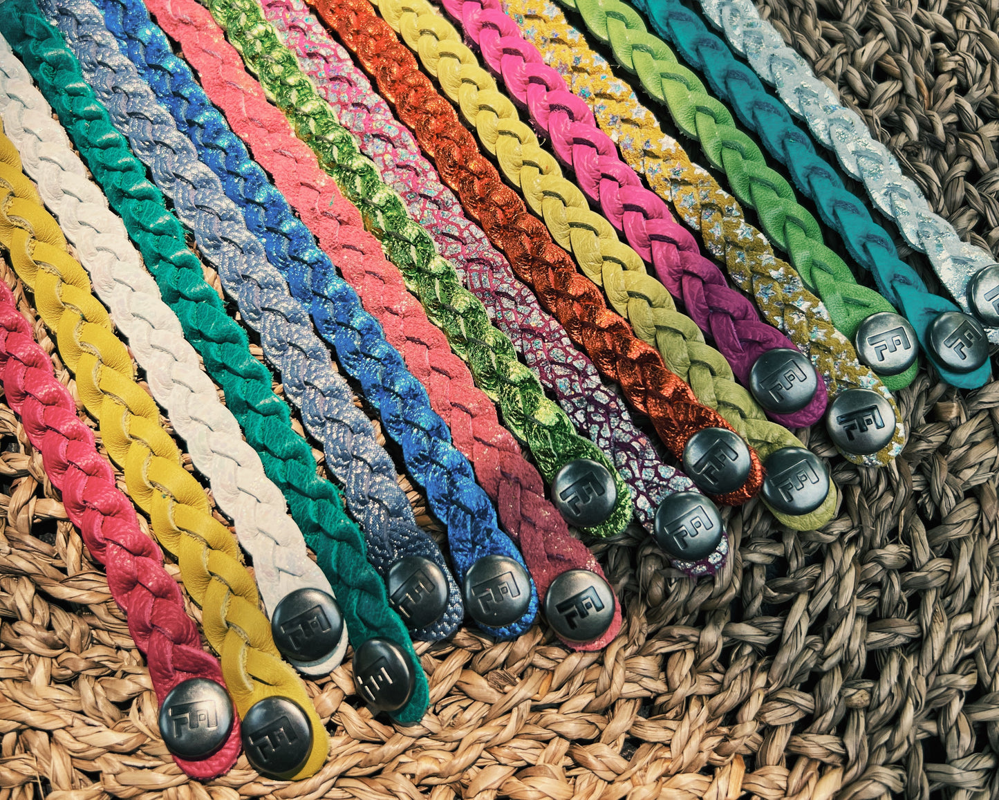 Braided Leather Bracelet Trio / Sunny Orchard