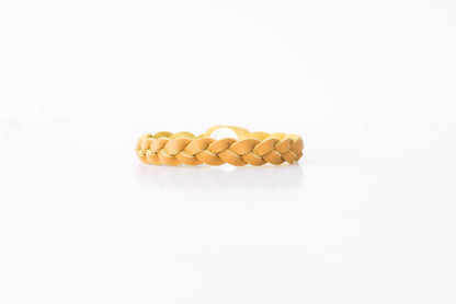 Braided Leather Bracelet / Vintage Goldenrod