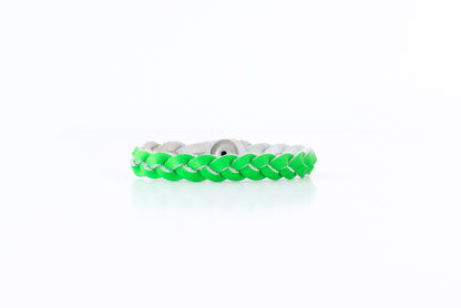 Braided Leather Bracelet / Neon Green