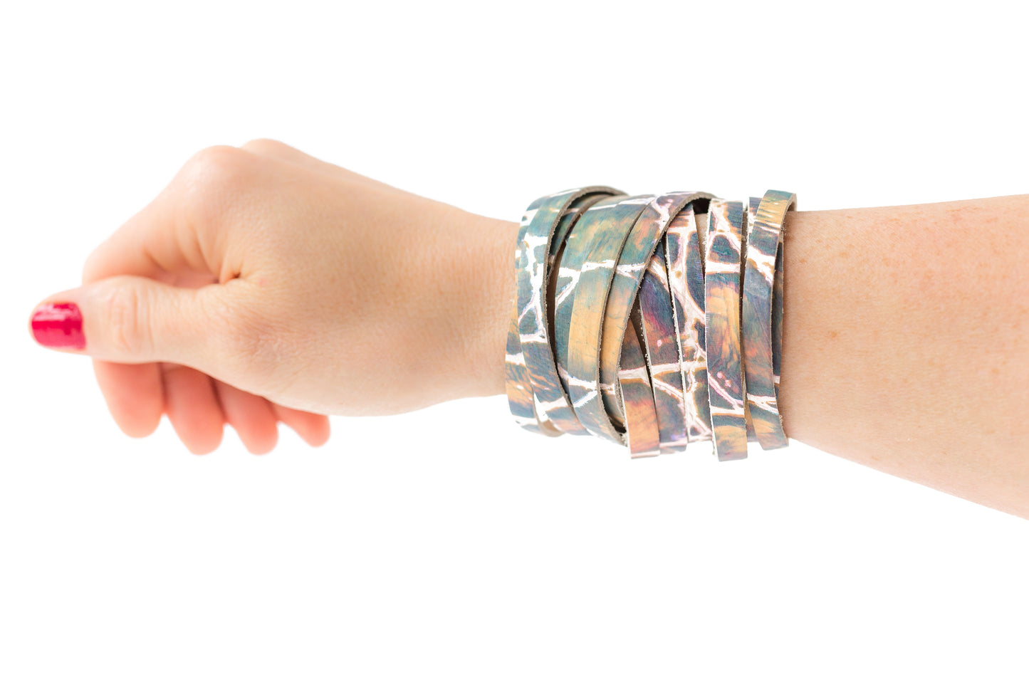 Leather Bracelet / Original Sliced Wrap Cuff / Prism Reptile