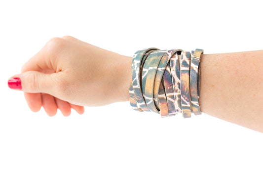 Leather Bracelet / Original Sliced Wrap Cuff / Prism Reptile