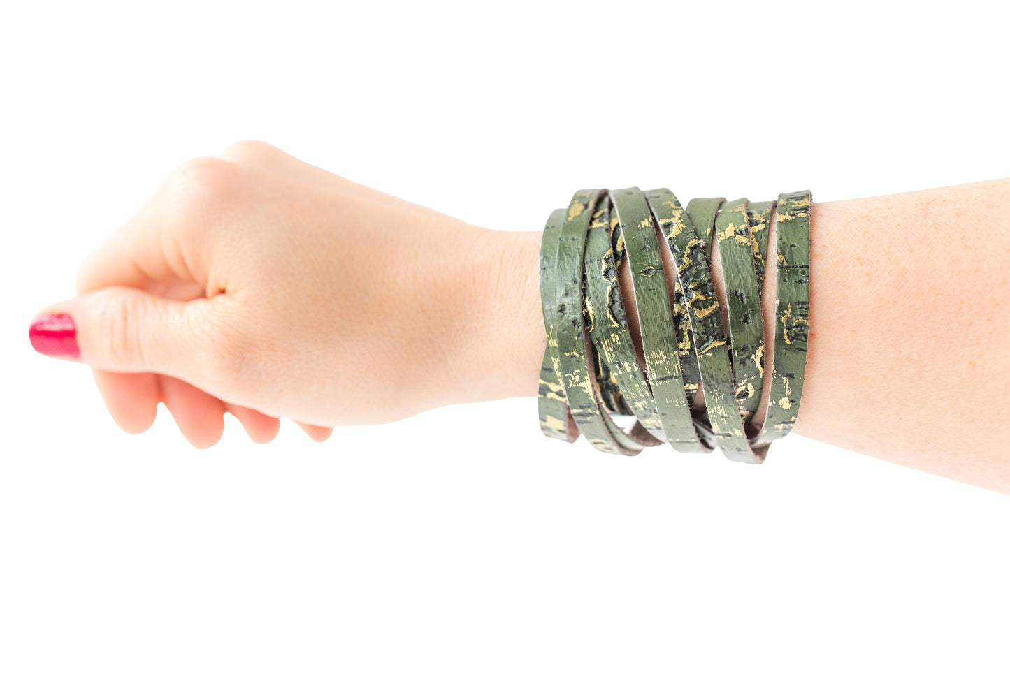 Leather Bracelet / Original Sliced Wrap Cuff / Driftwood Olive