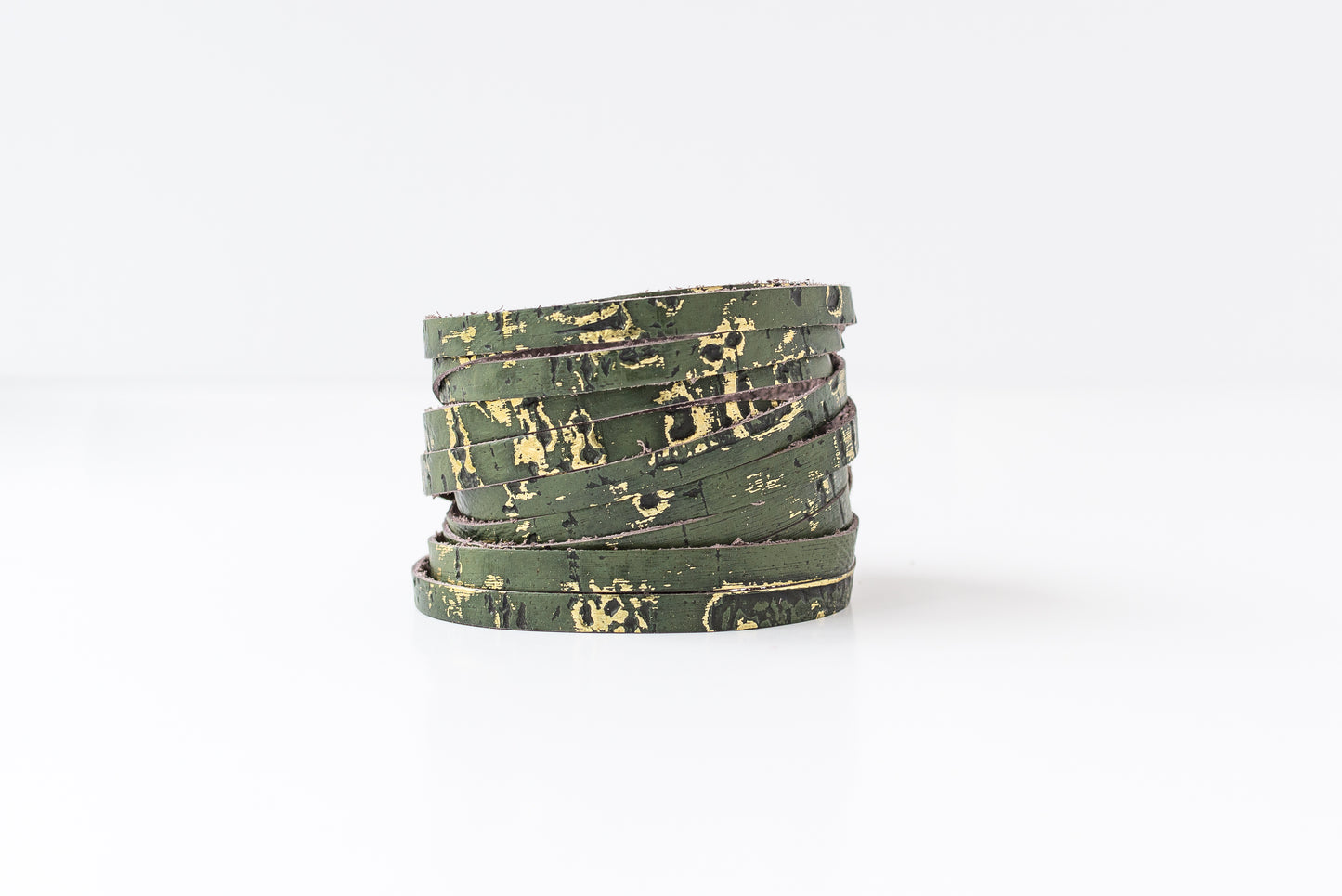 Leather Bracelet / Original Sliced Wrap Cuff / Driftwood Olive