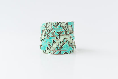 Leather Bracelet / Original Sliced Wrap Cuff / Arizona Turquoise