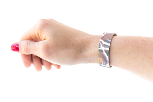 Leather Bracelet / Skinny Slim Cuff / Prism Reptile