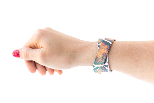Leather Bracelet / Slim Wrap Cuff / Prism Reptile