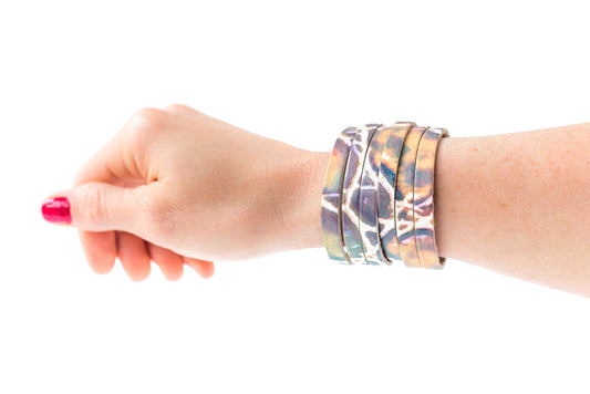Leather Bracelet / Original Sliced Cuff / Prism Reptile
