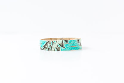 Leather Bracelet / Ultra Skinny Sliced Cuff / Arizona Turquoise