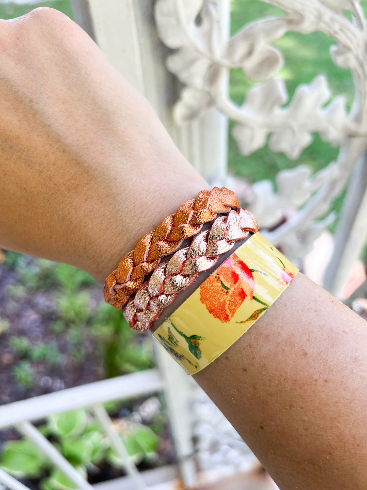 Braided Leather Bracelet / Frosted Ginger