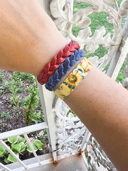 Braided Leather Bracelet / Blueberry