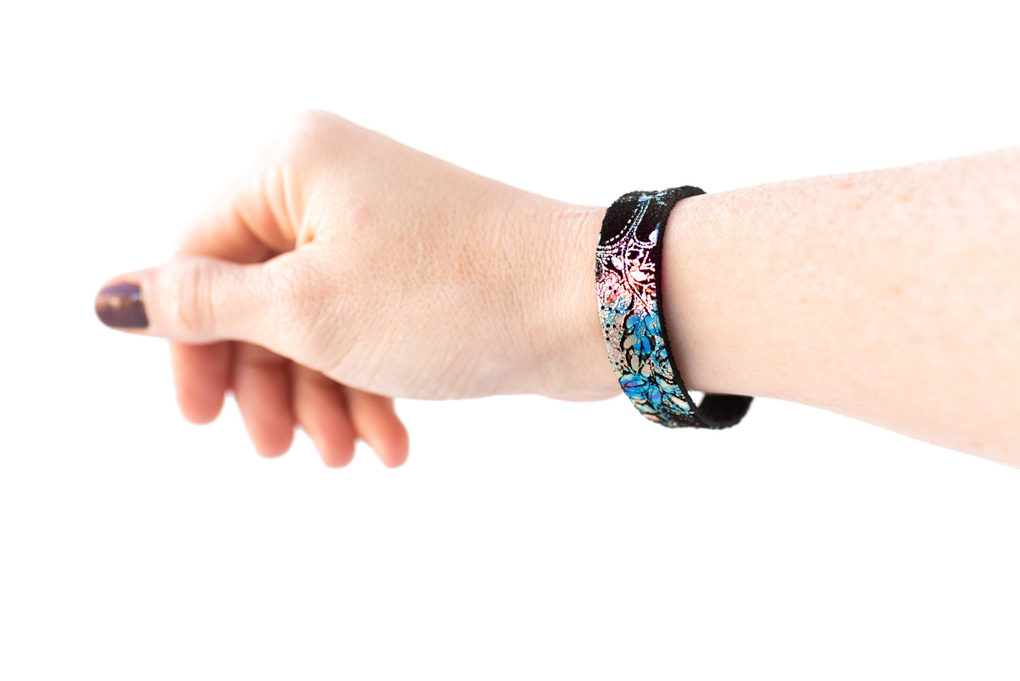 Leather Bracelet / Skinny Slim Cuff / Cosmic Midnight