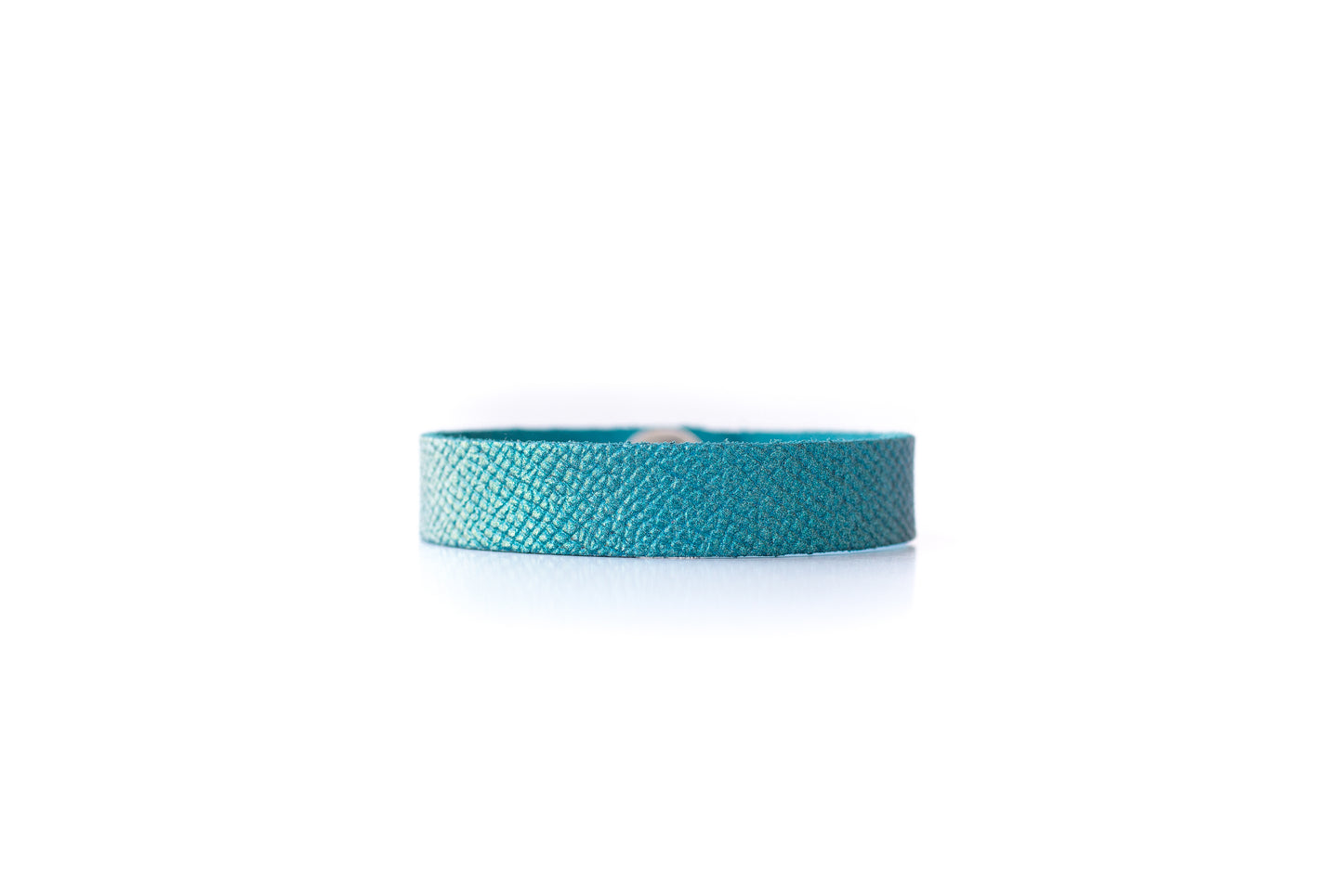 Leather Bracelet / Skinny Slim Cuff / Teal Quartz Shimmer