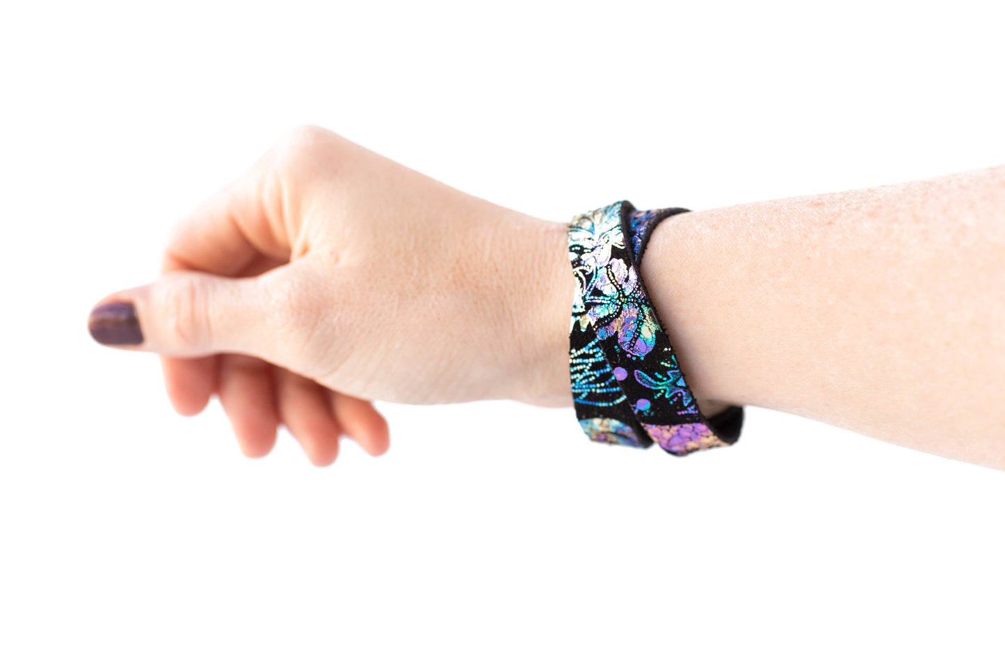 Leather Bracelet / Slim Wrap Cuff / Cosmic Midnight