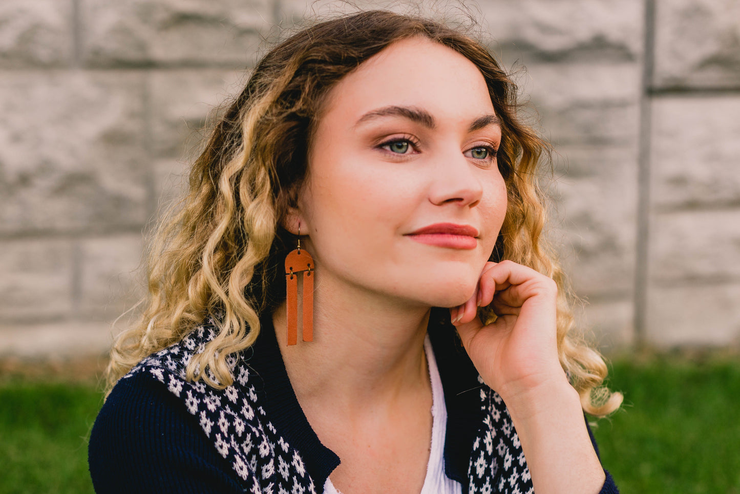 Leather Earrings / Sunrays / Aubergine