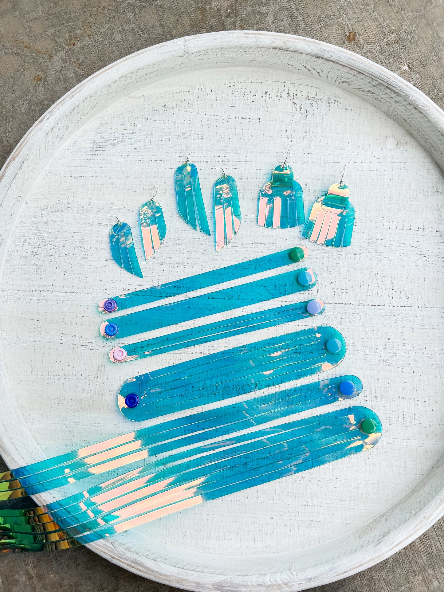 Leather Earrings / Fringies / Blue Raspberry Jelly