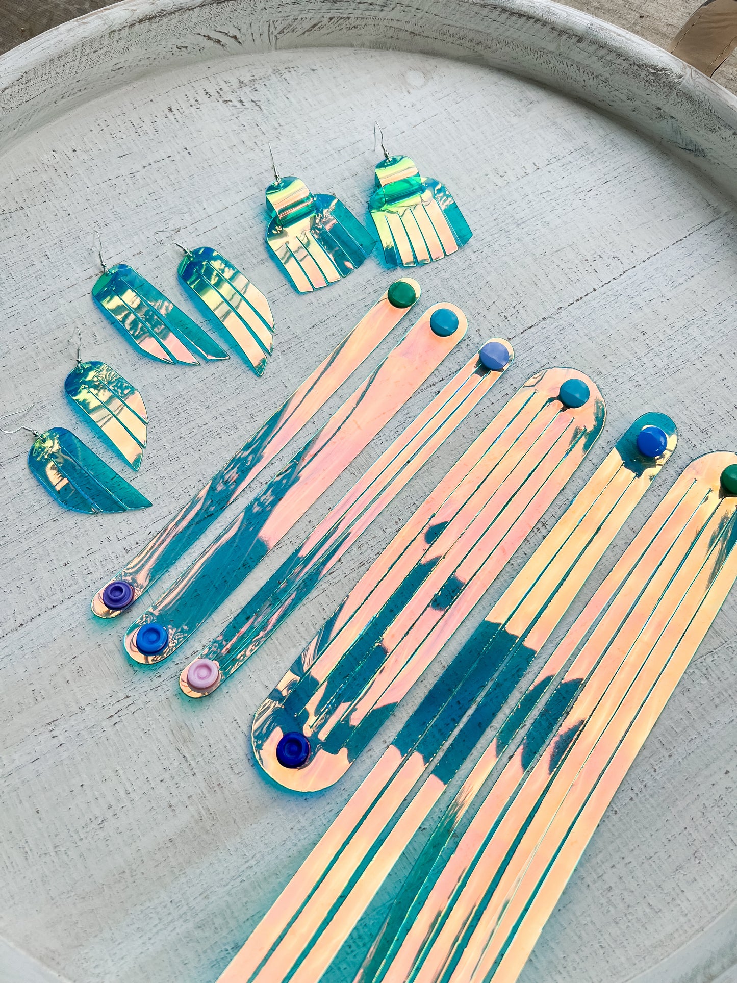 Leather Earrings / Fringies / Blue Raspberry Jelly