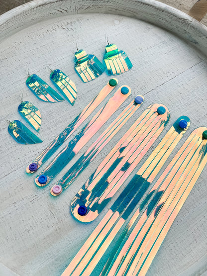 Leather Earrings / Mini Fringe / Blue Raspberry Jelly