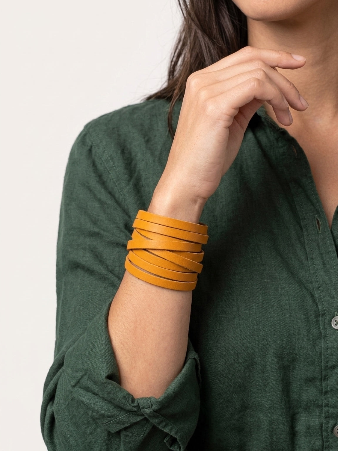 Leather Bracelet / Original Sliced Wrap Cuff / Butternut