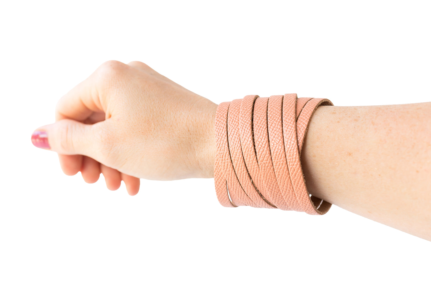 Leather Bracelet / Original Sliced Wrap Cuff / Coral Sands