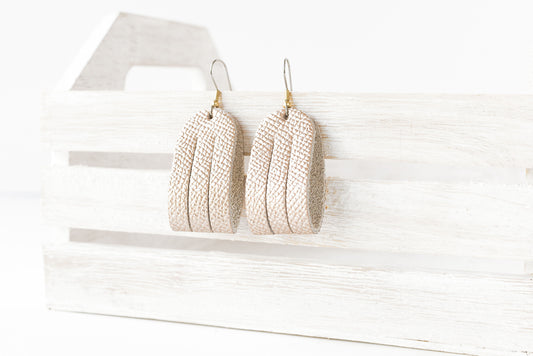 Leather Earrings / Mini Sliced / White Gold