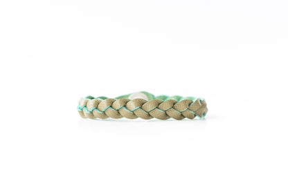 Braided Leather Bracelet / Green Olive