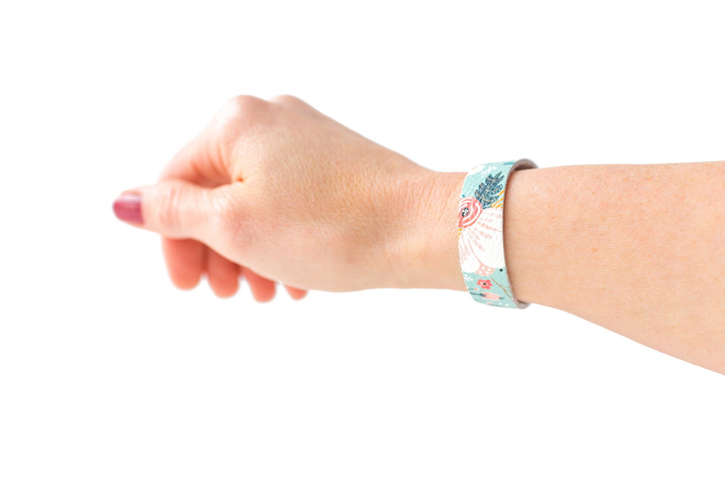Leather Bracelet / Skinny Slim Cuff / Spring Bouquet