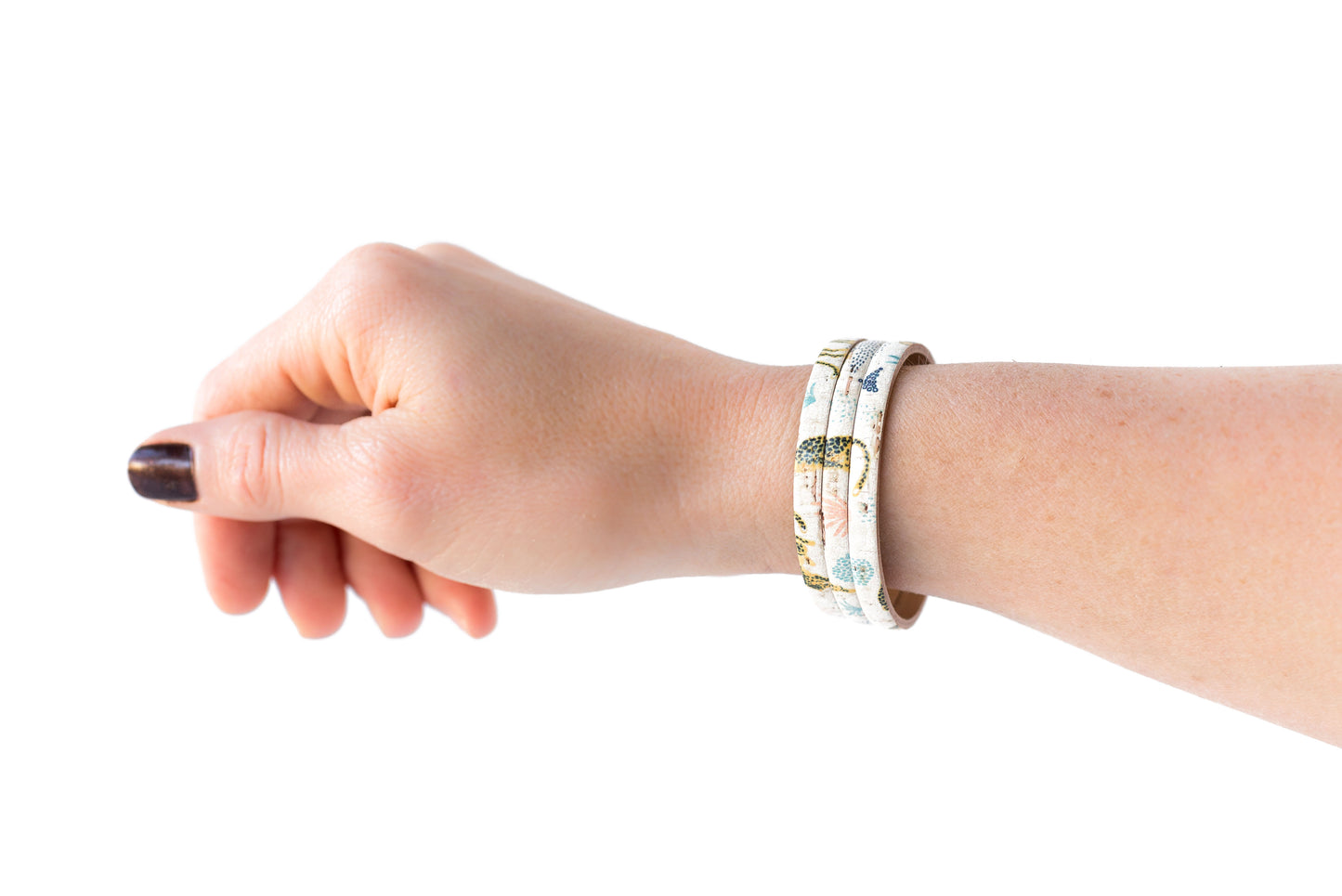 Leather Bracelet / Ultra Skinny Sliced Cuff / Wild Cheetah Cork