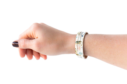 Leather Bracelet / Ultra Skinny Sliced Cuff / Wild Cheetah Cork