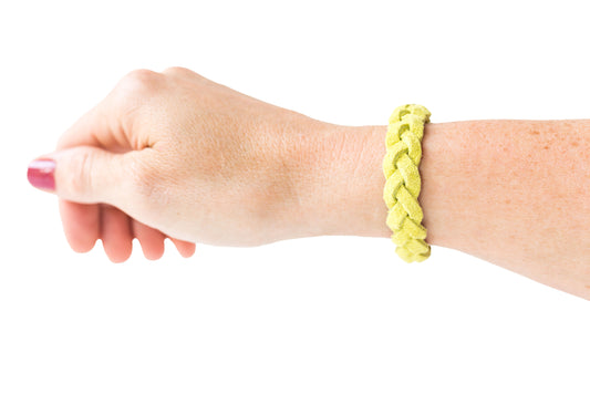 Braided Leather Bracelet / Chartreuse Suede