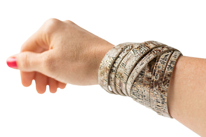 Leather Bracelet / Original Sliced Wrap Cuff / Driftwood Ivory