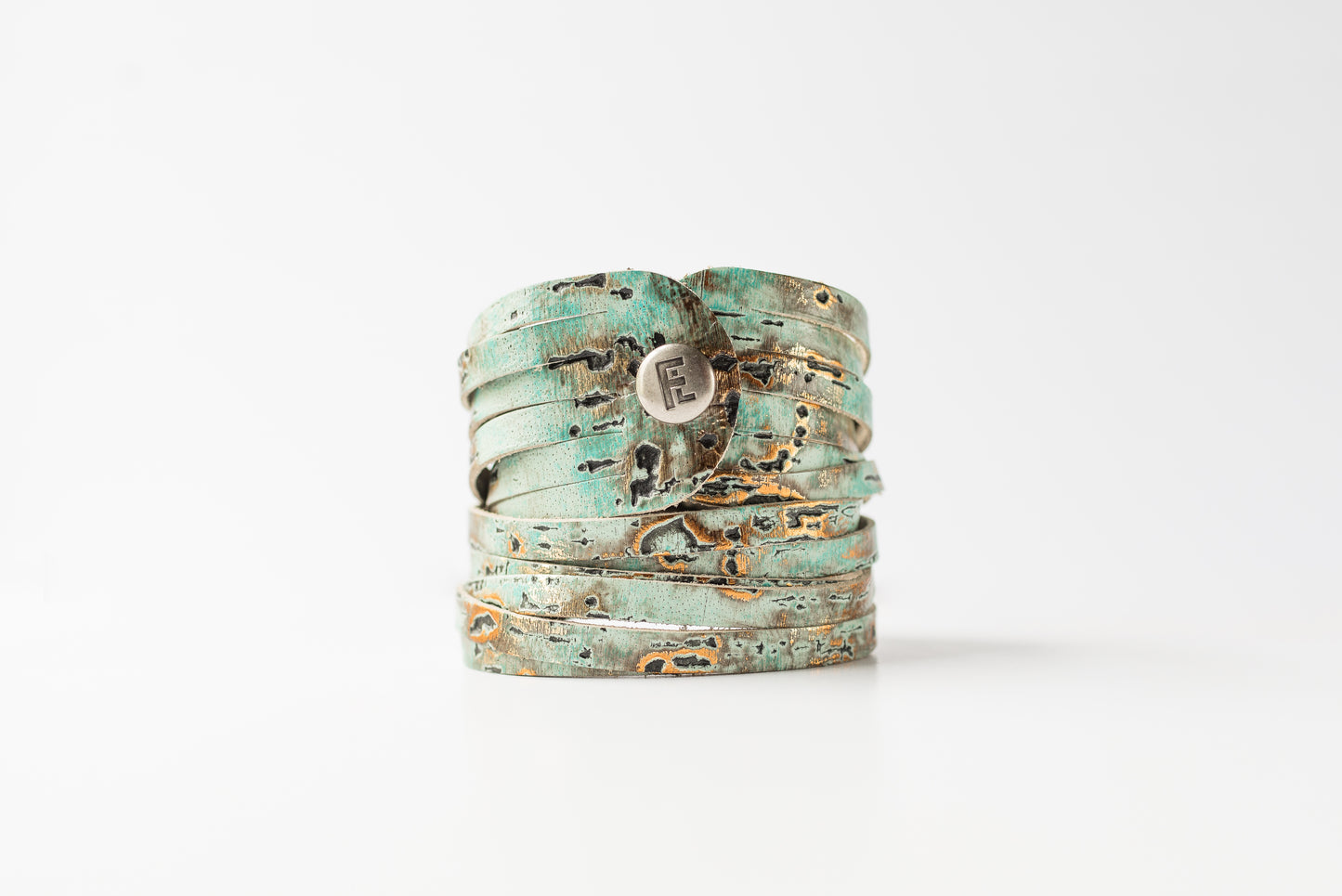 Leather Bracelet / Original Sliced Wrap Cuff / Driftwood Turquoise