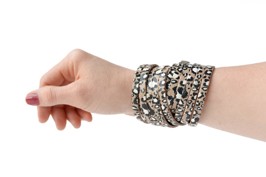Leather Bracelet / Original Sliced Wrap Cuff / Wildcat Cork