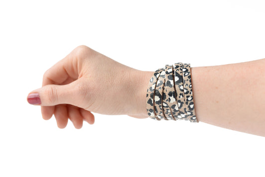 Leather Bracelet / Skinny Sliced Wrap Cuff / Wildcat Cork