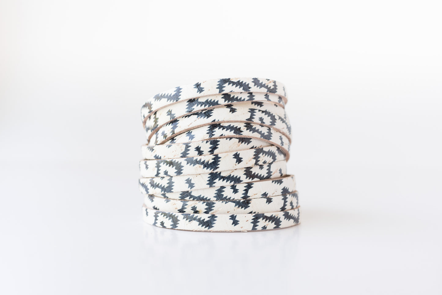 Leather Bracelet / Original Sliced Wrap Cuff / Aztec Geo Cork