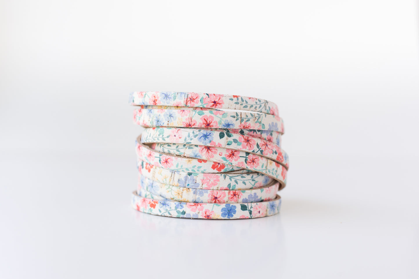 Leather Bracelet / Original Sliced Wrap Cuff / Blossom Cork