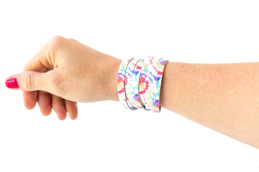 Leather Bracelet / Skinny Sliced Wrap Cuff / Kaleidoscope