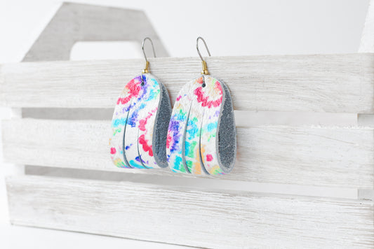 Leather Earrings / Mini Sliced / Kaleidoscope