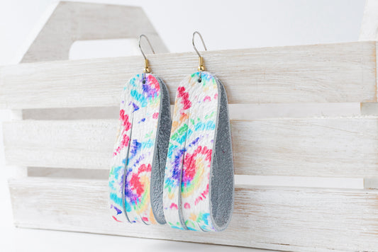 Leather Earrings / Sliced Leather / Kaleidoscope