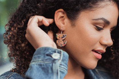 Leather Earrings / Demi Luna / Silver Clouds