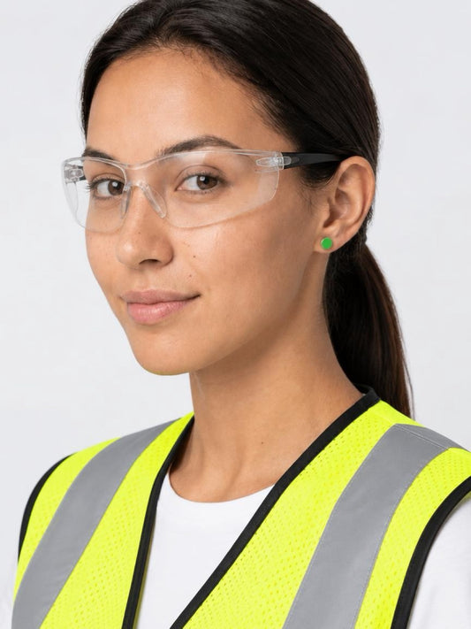 Leather Stud Earrings / Neon Green