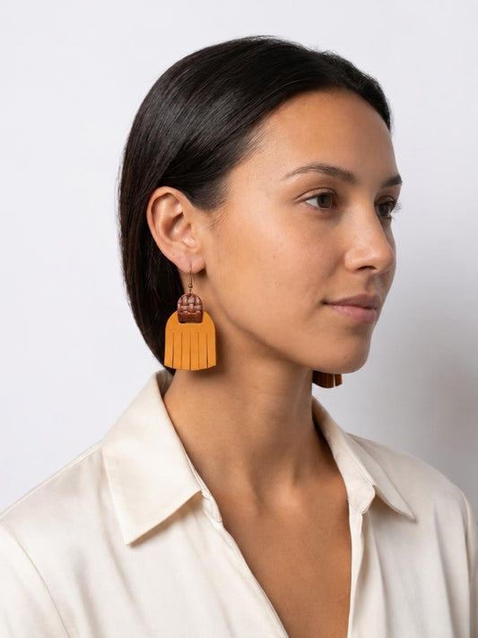 Leather Earrings / Fringies / Butternut & Basuketto