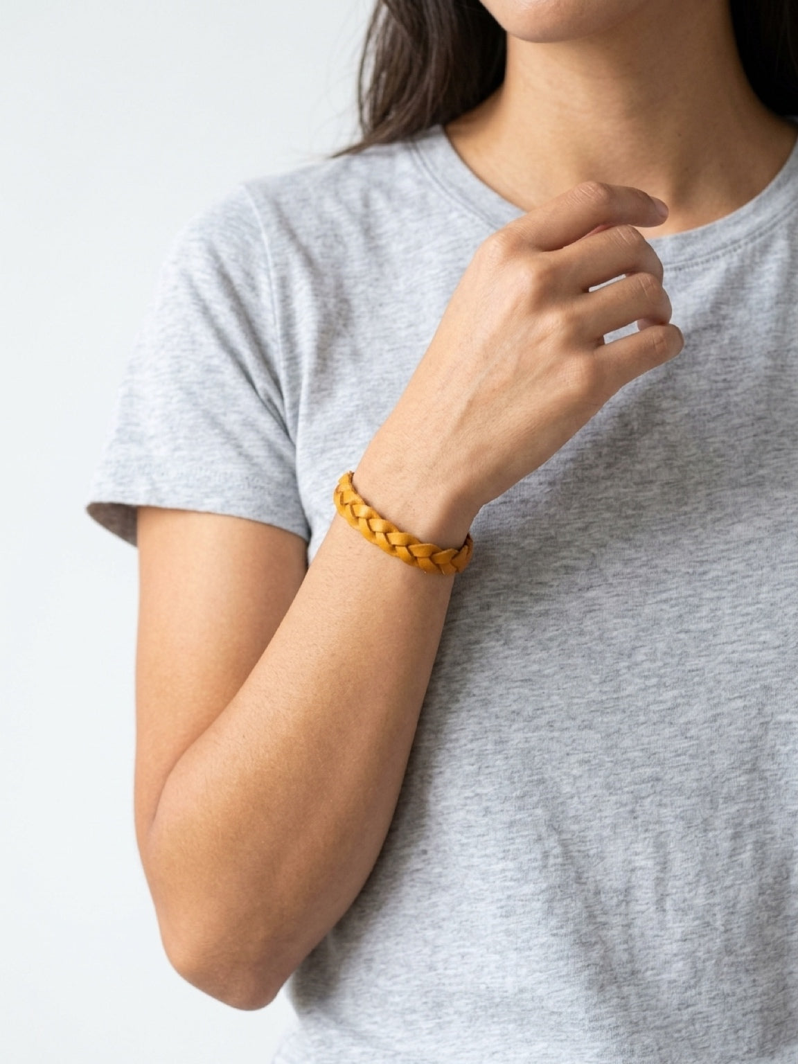 Braided Leather Bracelet / Butternut