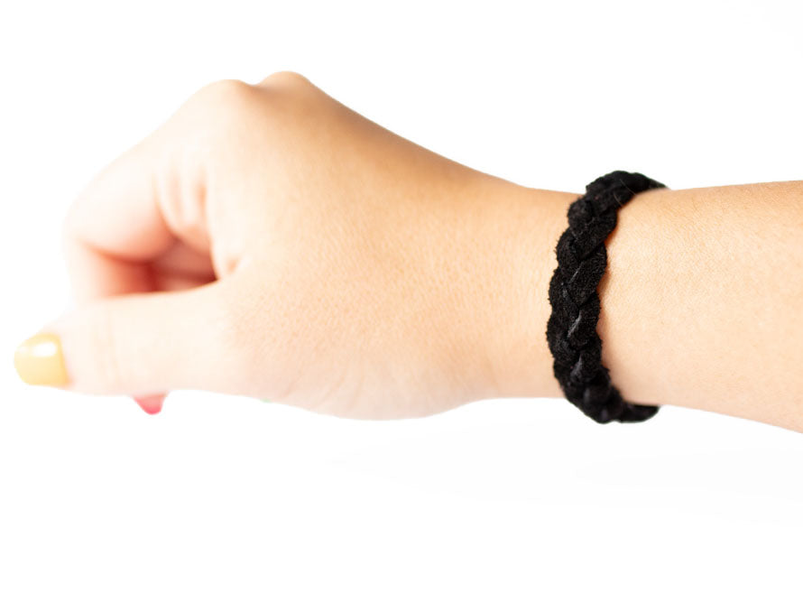 Braided Leather Bracelet / Black Suede