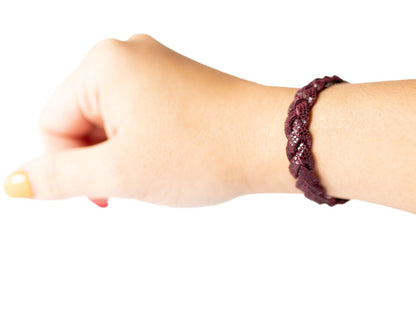 Braided Leather Bracelet / Dark Plum Sparkle