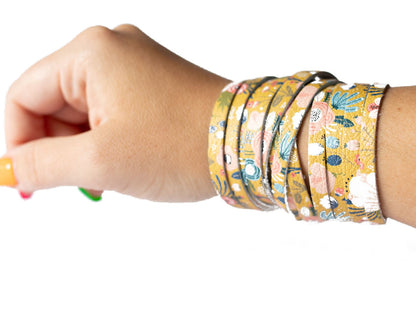 Leather Bracelet / Original Sliced Wrap Cuff / Fall Bouquet