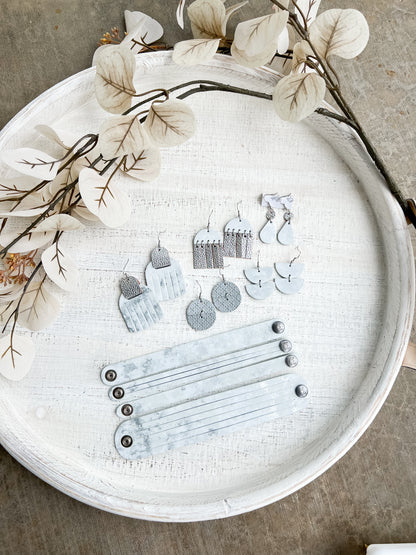 Leather Earrings / Cinque Luci / Silver Clouds